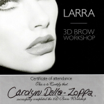 Certificate - Larra Johnson 3D brow workshop (UK)