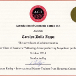 Certificate Master Class of Cosmetic Tattooing