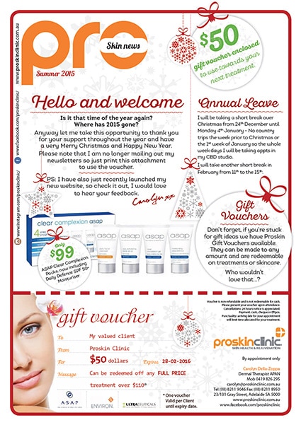 Proskin Clinic December 2015 Newsletter